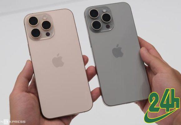 iphone 15 pro max mau tu nhien va iphone 16 promax mau vang cat